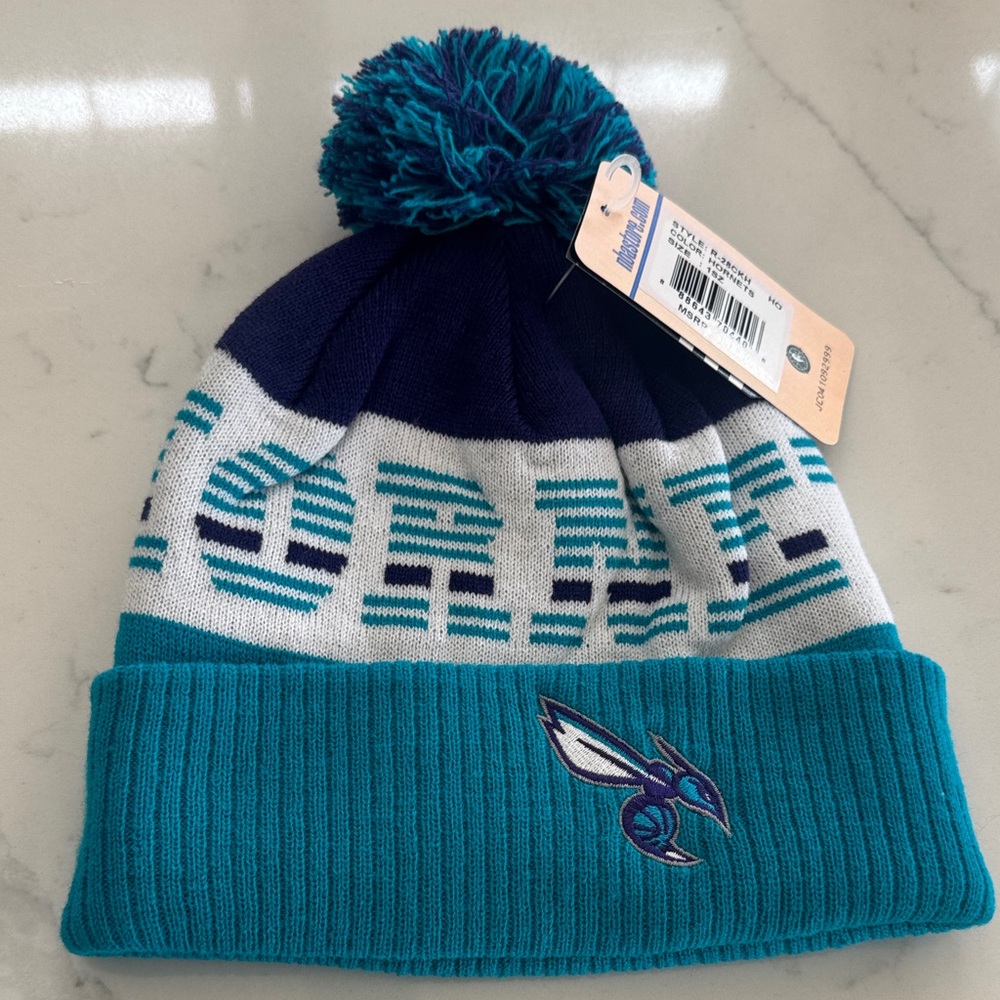 adidas Kids Teal Navy White Pom Beanie
